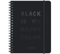 BRUNNEN Agenda scolastica (2025/2026) "Black", 2 pagine = 1 settimana, A6, 208 pagine, copertina in carta, nero