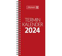 BRUNNEN Agenda settimanale modello 780 2024 2 pagine = 1 settimana formato foglio 10 x 20,7 cm, rosso