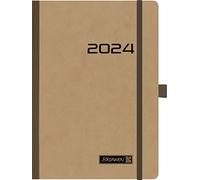 BRUNNEN Agenda settimanale modello 796 2024, Agenda Piccola Planner Settimanale Scrivania, 2 pagine = 1 settimana, formato foglio: 14,8 x 20,8 cm, marrone