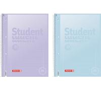 Brunnen Blocco note universitario di alta qualità per studenti, 5,1 cm, formato A4, linea 27, 80 fogli, blu pastello/viola pastello