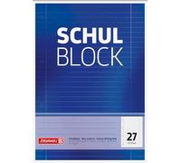 Brunnen - Blocco per appunti con rilegatura sul lato corto, formato A4, fogli a righe a 4 fori, 70 g/mq