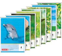 BRUNNEN Blocco scolastico forato, formato A5, rigatura 4, 50 fogli, colori assortiti