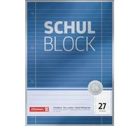 BRUNNEN Blocco scolastico Premium | A4, rigatura 27, 50 fogli, blu
