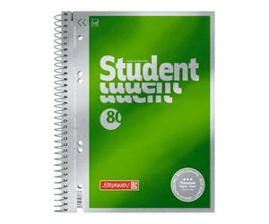 Brunnen Blocco universitario Premium Student | A5, senza righe, 80 fogli, verde