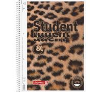 BRUNNEN Blocco universitario Premium Student "Leopard" | A4, rigatura 28, 80 fogli, marrone/nero