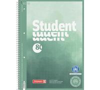 BRUNNEN Blocco universitario Premium Student Recycling | A4, rigatura 28, 80 fogli, verde/multicolore
