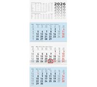 BRUNNEN Calendario 3 mesi 2026 | blu, 320 × 740 mm