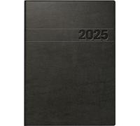 BRUNNEN Calendario a libro modello 796 (2025), 2 pagine = 1 settimana, A5, 128 pagine, copertina in pellicola espansa, interno in pellicola rigida, nero