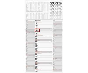 BRUNNEN Calendario da 3 mesi 2025, grigio, 300 x 560 mm