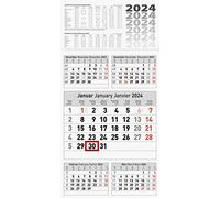BRUNNEN Calendario da 5 mesi 2024, 1 foglio = 5 mesi, 30 x 58,5 cm, fondo: grigio