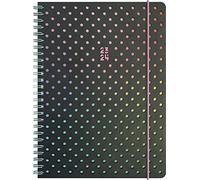 BRUNNEN Calendario scolastico "Disco" 2023/2024 2 pagine = 1 settimana A5 nero/rosa