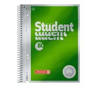 Brunnen Collegeblock Premium Student, formato A5, 80 fogli / 160 pagine, senza righe, verde