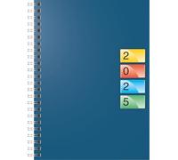 BRUNNEN Dataline - Calendario a libro modello 796 40 (2025), 2 pagine = 1 settimana, A5, 128 pagine, copertina in cartone, blu