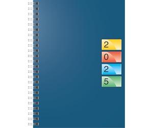 BRUNNEN Dataline - Calendario a libro modello 796 40 (2025), 2 pagine = 1 settimana, A5, 128 pagine, copertina in cartone, blu