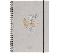 BRUNNEN Schülerkalender (2025/2026) "Botanical", 2 Seiten = 1 Woche, A5, 208 Seiten, Naturkarton-Umschlag, grau