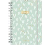 BRUNNEN Schülerkalender (2025/2026) "Hearts", 1 Seite = 1 Tag, A5, 352 Seiten, PP-Umschlag, mint