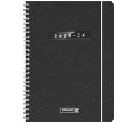 BRUNNEN Schülerkalender (2025/2026) "Monochrome", 2 Seiten = 1 Woche, A5, 208 Seiten, Naturkarton-Umschlag, schwarz