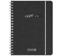 BRUNNEN Schülerkalender (2025/2026) "Monochrome", 2 Seiten = 1 Woche, A6, 208 Seiten, Naturkarton-Umschlag, schwarz
