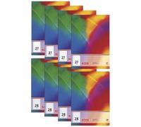 BRUNNEN Set di quaderni scolastici DIN A4, confezione da 8 pezzi, 4 righe 27 (a rigature) e 4 righe 28 (a quadretti), 16 fogli ciascuno, con doppio bordo (interno ed esterno)