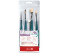 Brunnen Synthetics Plus - Set di 4 pennelli rotondi e piatti con setole sintetiche