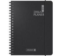 BRUNNEN Termin- & Unterrichtsplaner (2025/2026), 2 Seiten = 1 Woche, A5, 224 Seiten, Kunststoff-Einband Baladek, schwarz