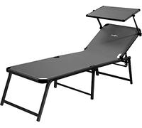 BRUNNER 0410022N.C06 Marbella High, Lettino Prendisole con Seduta Molto Alta(H48 Cm), Colore Nero/Grigio Scuro, Portata Massima Fino a 120 kg