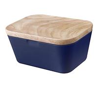 BRUNNER 0830099N.C22 Burriera in Melamina con Coperchio in bambù, Butter Box, Colore Blu, Antislip e Infrangibile