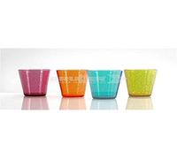 BRUNNER 0830208N.C9N Oxigen, Set 4 Bicchieri Impilabili da Camper, Campeggio e Barca, 30 olori Assortiti, Bicchieri Antirottura, Ms (60% Acrylic / 40% PS)