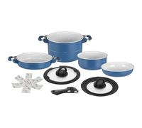 Brunner Carezza Magnetogrip - Set di pentole e padelle in ceramica antiaderenti compatibili con induzione, per camper, roulotte e barca, design impilabile salvaspazio con manici magnetici pieghevoli
