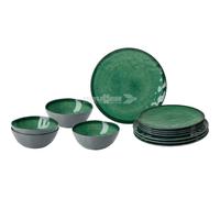 BRUNNER MIDDAY VENETIAN SEA GREEN SET PIATTI IN MELAMINA DA 12 PEZZI CON FONDO ANTISLIP