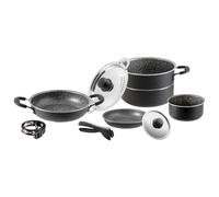 Brunner Outdoor Set pentole da campeggio Pirate 7+1 in alluminio Ø 20 cm Nero