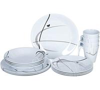 SET IN MELAMINA FANTASIA BIANCO E NERO MODELLO TONDO SERENADE CON ANTISLIP