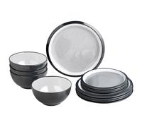 Brunner Set di stoviglie in melamina Midday Granyte 12pz Bianco/Grigio