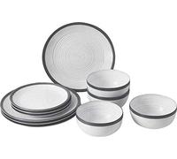 BRUNNER Set stoviglie da Campeggio (Set 12 Pezzi) per 4 Persone - Midday Bellagio - in melamina Stone Touch di Alta qualità, Antiscivolo e Resistente