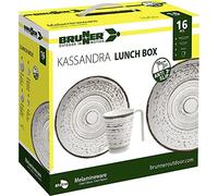 BRUNNER Set stoviglie da Campeggio (Set 16 Pezzi) per 4 Persone - Lunch Box Kassandra - in melamina di Alta qualità, Antiscivolo e Resistente