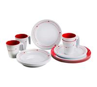 Brunner set stoviglie in Melamina Cosmic 16pz Bianco/Rosso