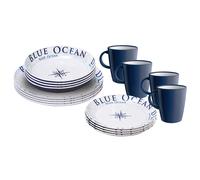 Brunner set stoviglie in melamina Lunch Box Blue Ocean 16pz Bianco/Blu