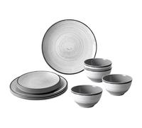 Brunner Set stoviglie in melamina Midday Tivoli 12pz Bianco/Grigio