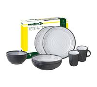 Brunner Set Stoviglie melamina Tête-à-tête Granada 8pz Bianco/Grigio