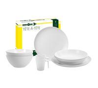 Brunner Set Stoviglie melamina Tête-à-tête Spherica 8pz Bianco