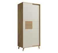 Bruno - Armadio a 2 ante 87 x 193 cm, in legno chiaro, design senza tempo, colore: Bianco