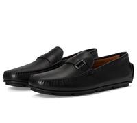 Bruno Magli Tazio - Scarpe da guida italiane in pelle con punta laterale, Vitello nero, 44.5 EU