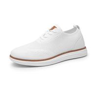 Bruno Marc Scarpe Stringate da Uomo Classiche Estive Traspiranti Mesh Sneakers Oxfords Leggere Casual Scarpe da Passeggio,Size 44.5,Bianco,GRAND-02