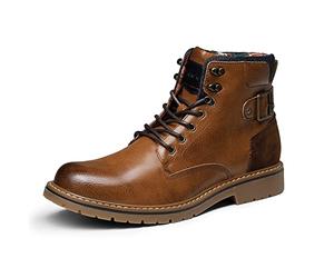 Bruno Marc Stivali da Moto Uomo con Lacci Classici Chukka Boots Biker Scarpe Casual Cerniera Combattimento Tattici Anfibi Stivaletti,Size 42,Marrone,SBBO2215M-E