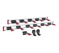 BRUNS 107869770-1_869765-1_869768_869773 Attrezzi in Alluminio, con 12 Supporti e 2 Ganci, con Guide da 1000 mm e 750 mm, Argento