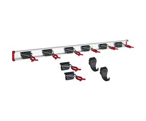 BRUNS - Supporto per attrezzi, 100 cm, con 8 supporti + 2 ganci extra per attrezzi da giardino, officina, scopa