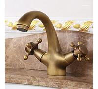 Bruppo del lavandino vintage bagno antico doppio manico a croce miscuglio lavandino del bagno, bagno di rubinetto del lavello, rubinetto per bacino per acqua calda e fredda tappi vintage vintage