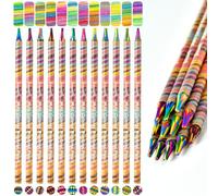 Brusarth Woodless Full Core 4 in 1 matite colorate arcobaleno, confezione da 12