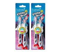 brush-baby - Rocket FlossBrush Spazzolino da denti 3-6 anni - Setole morbide per denti da latte e gengive - Design Rocket luminoso con piedini a ventosa - Pulisce la superficie e tra i denti