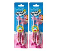 brush-baby - Spazzolino da denti Unicorno FlossBrush 3-6 anni - Setole morbide per denti da latte e gengive - Design brillante unicorno con piedini a ventosa - Pulisce la superficie e tra i denti